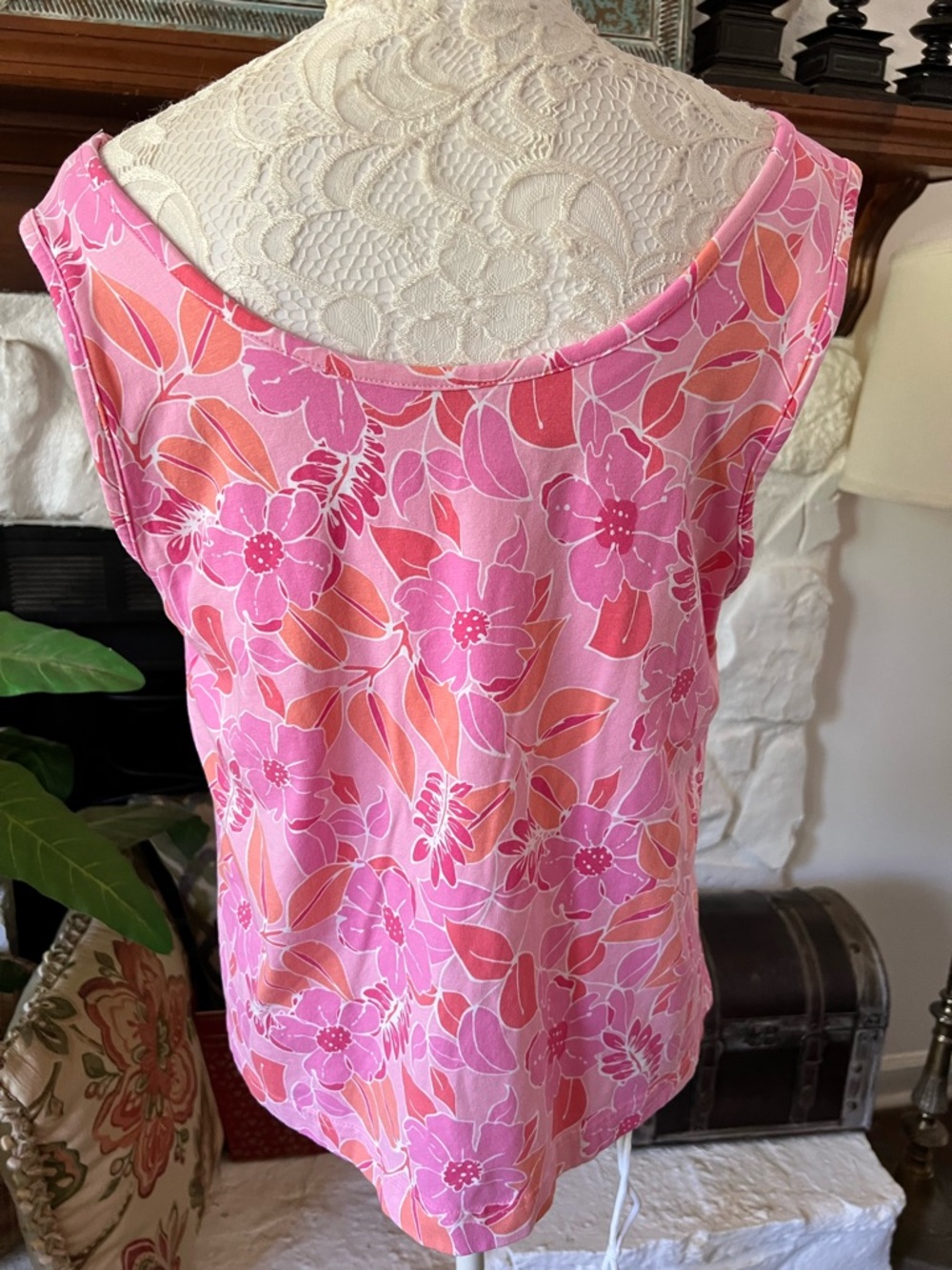 Carole Hochman Heavenly Soft Pink & Orange Floral Tank PJ Top Women’s Size 1X - Picture 3 of 7